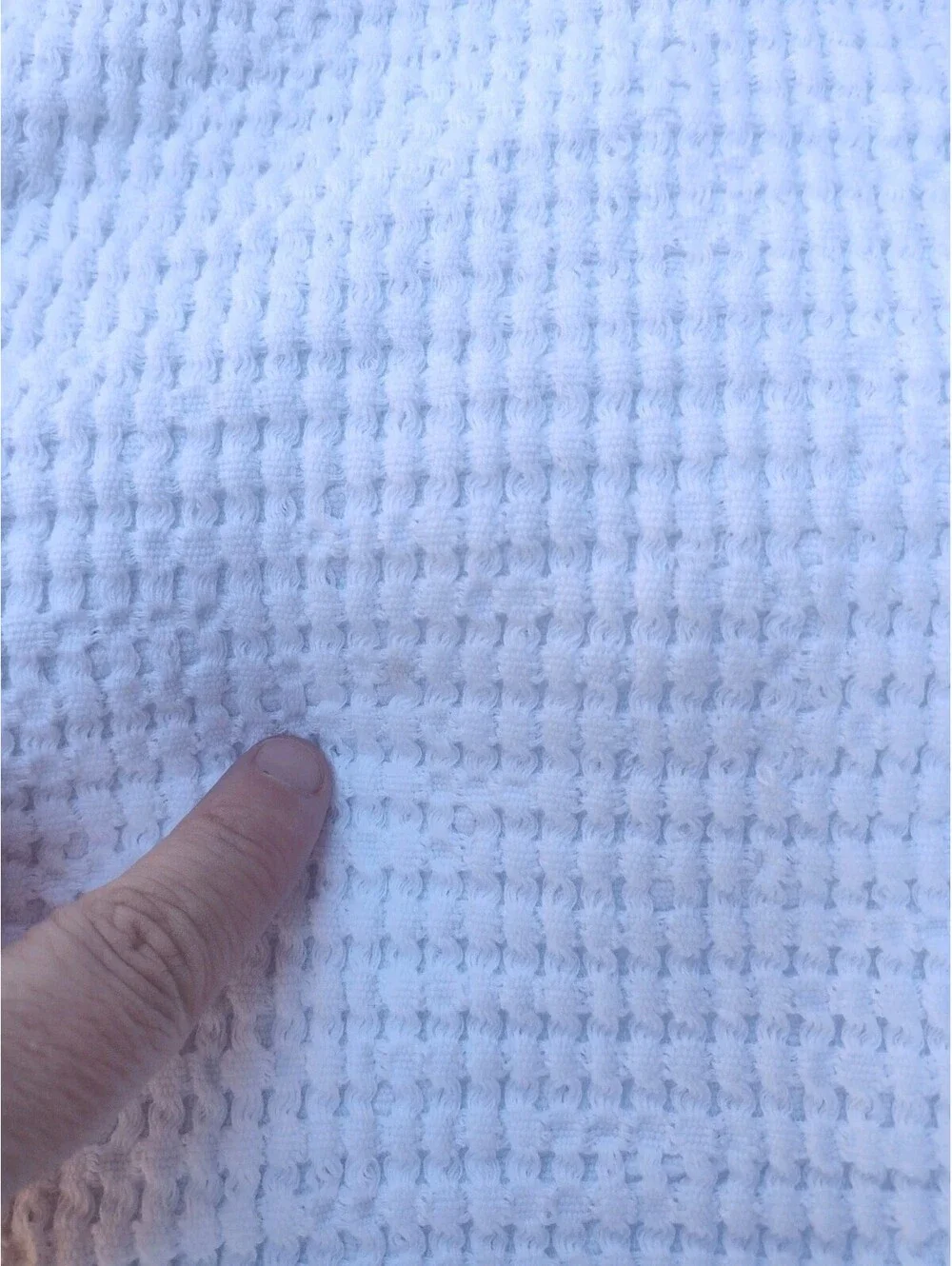 INUP Home Waffle Weave Throw Blanket White Ruffle Trim Portugal Cotton 72x48
